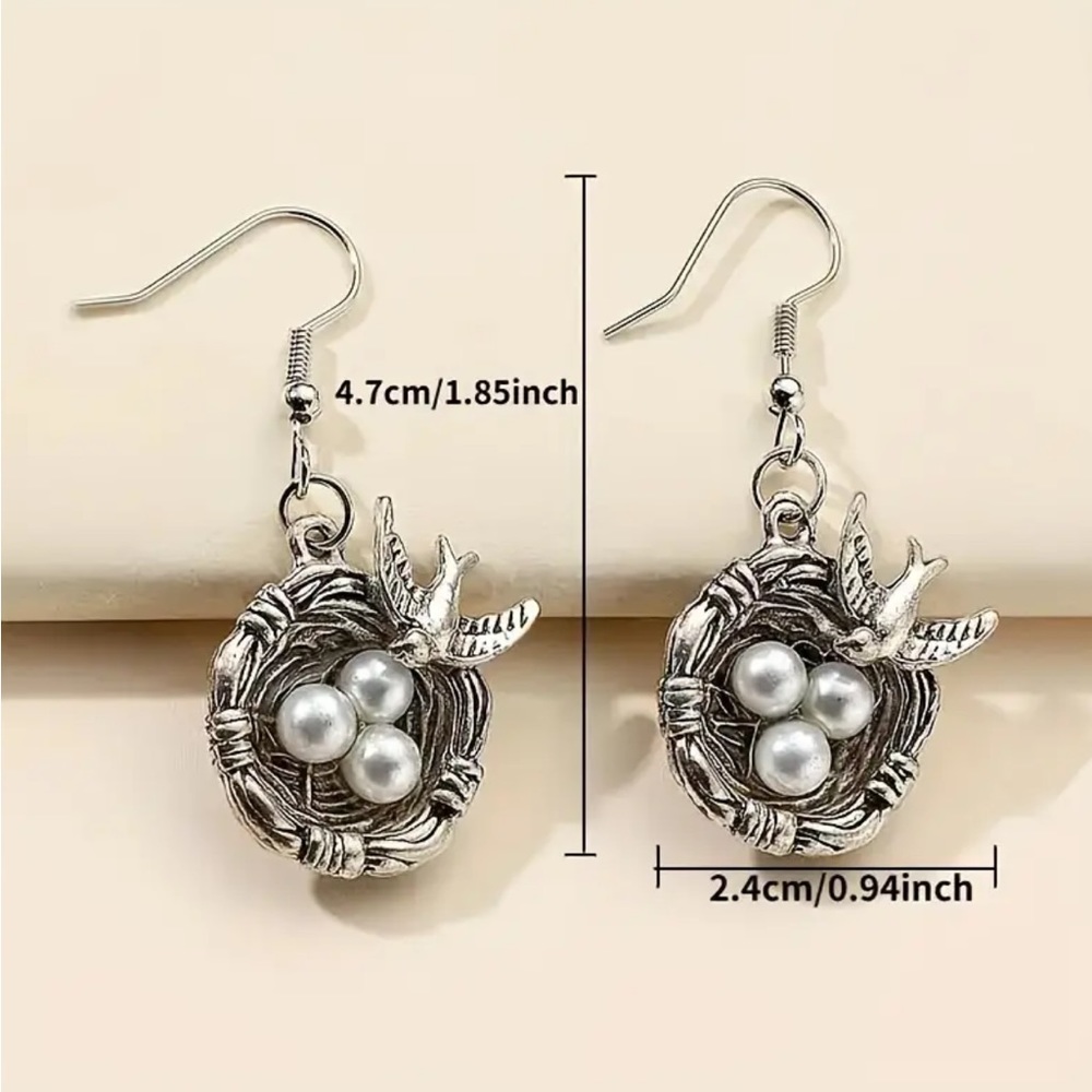 Bronze Birds Nest Dangle Earrings - Picture 2 of 4